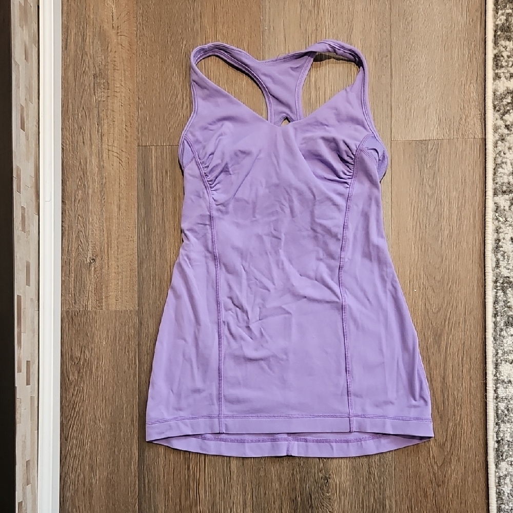 LULULEMON Lilac Racerback Tank W/ Bra, Sz 4